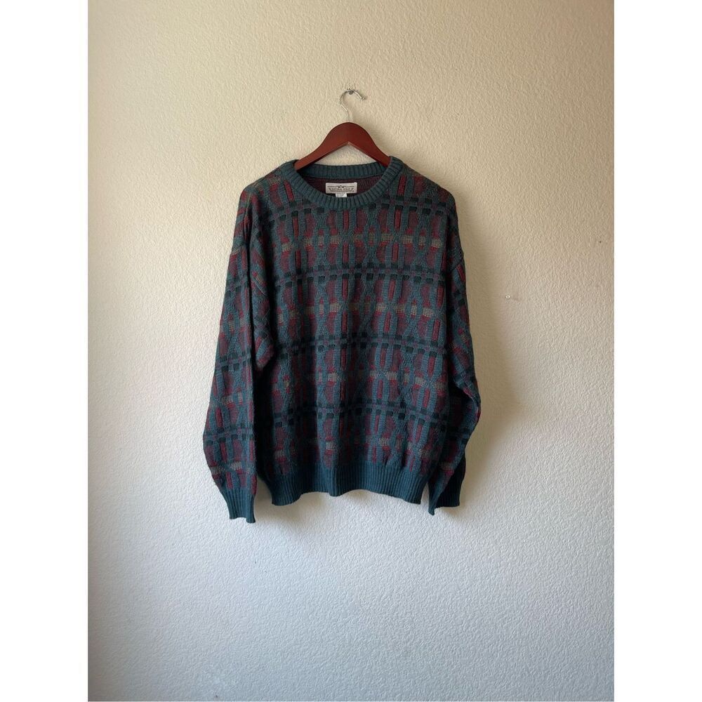Vintage 80s men’s textured knit sweater size large‎